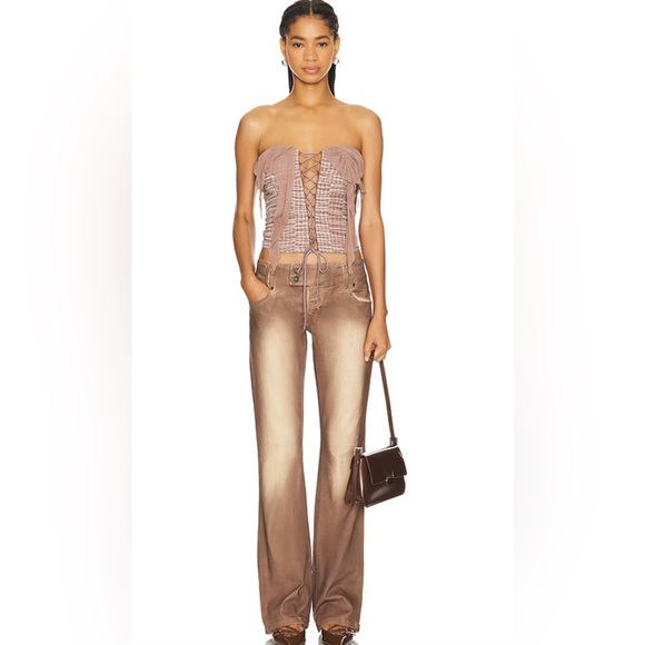 Jaded London Slim Stretch Bootcut Jeans Size W32 Pink/Brown/ Tan - Picture 1 of 9